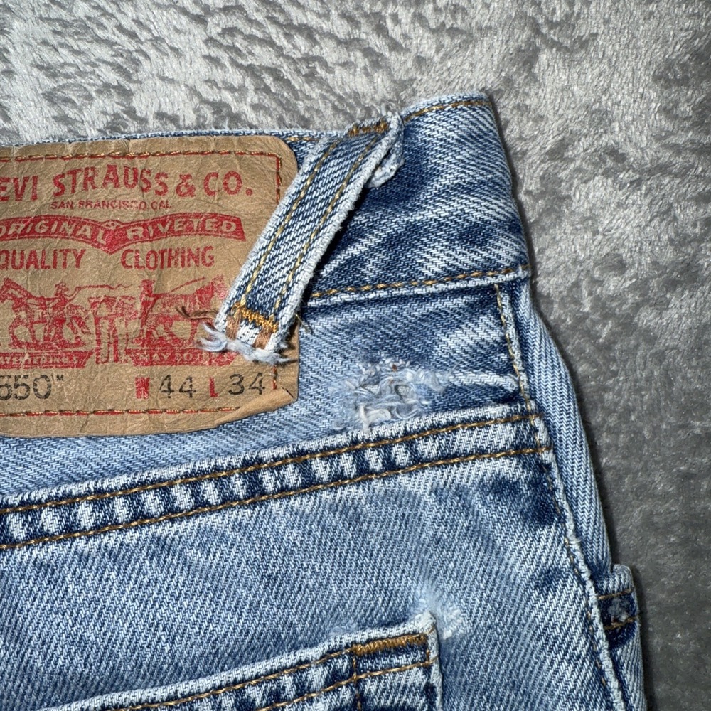 Vtg Levis 550 Jeans Relaxed Fit USA Made 44x34 Blue Denim Jeans StoneWash *READ - Picture 9 of 14